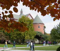 Students walking to class by Morrill Hall at Iowa State University